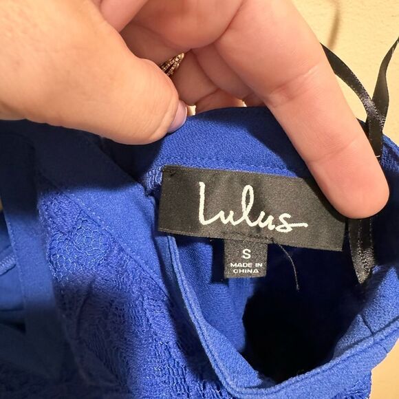 Lulu’s All My Daydreams Cobalt Blue Lace Skater Dress size S - Picture 5 of 10